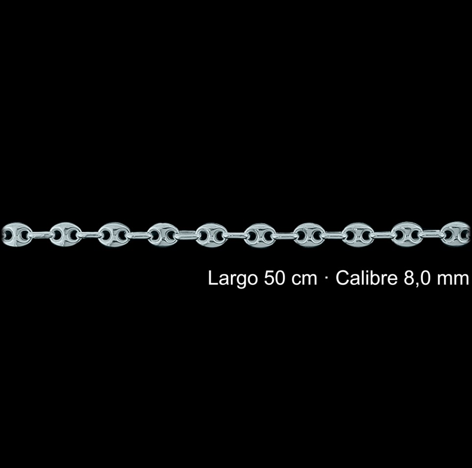 Cadena Plata 925 Calabrote 50 Cm 8 Mm | Mayorista