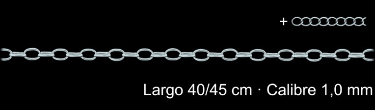 Cadena Forzada 40 Cm 1 Mm Con Alargador 5 Cm | Mayorista