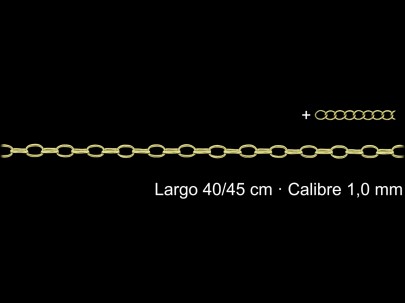 Cadena Chapada Oro Forzada 40 Cm 1 Mm Con Alargador | Mayorista