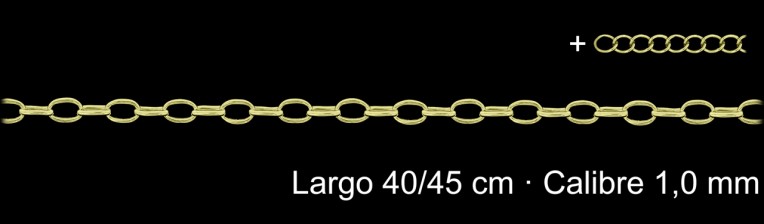 Cadena Chapada Oro Forzada 40 Cm 1 Mm Con Alargador | Mayorista