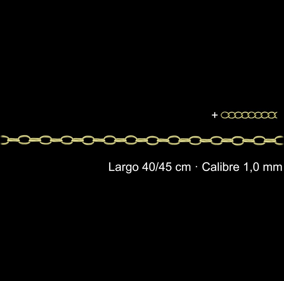 Cadena Chapada Oro Forzada 40 Cm 1 Mm Con Alargador | Mayorista