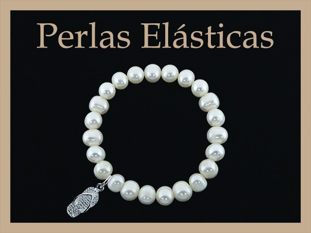 Pulseras Plata Perla Elasticas